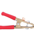 Heavy Duty A Shape Earth Wire Clamp For Electric Argon Arc Welding Plie With 260A Amp Brass Grounding Work Tool and Big 40mm Jaw Opening featuring Red Safety Cover.