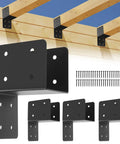 Heavy Duty 4 Pack Post Caps Tie Bracket For 4x4 And 4x6 Posts Black Joist Anchor Connector 14 Gauge Joist Hanger shown with screws
