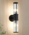 Dope Nineteen Point Sixty Nine Inch Modern Bathroom Wall Sconce Light Fixture Black Glass Rod Vanity Light mounted vertically