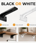 Black and white heavy-duty L brackets on shelves, Shelf Bracket Beefy Heavy Duty L Bracket White 39cm With Screws For Kitchen Bathroom And Garage Shelves