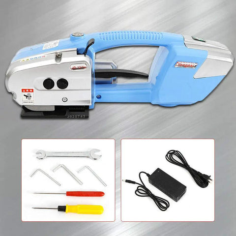Heavy Hitter Handheld Battery Powered Strapping Machine With Automatic PET Or PP Belt Welding Solid Metal Build, tools included.