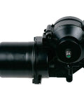 Remanufactured Domestic Wiper Motor Direct Fit Replacement showing side view, black metal casing and mounting features.