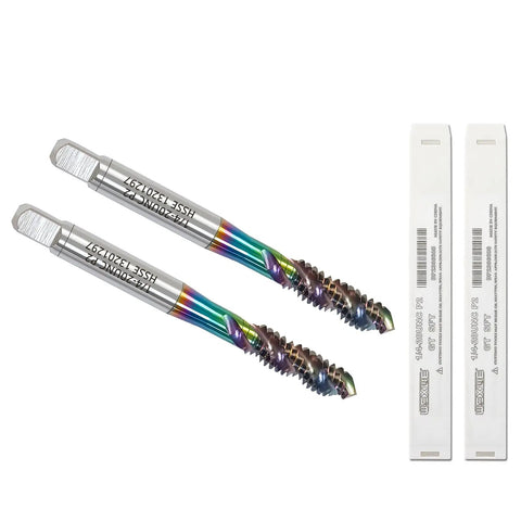 DLC Coated M35 HSS Spiral Flute Taps Set, 3 Flutes, High Speed Steel Tapping Tools for Blind Holes, Inch Taps 1/4-20 UNC