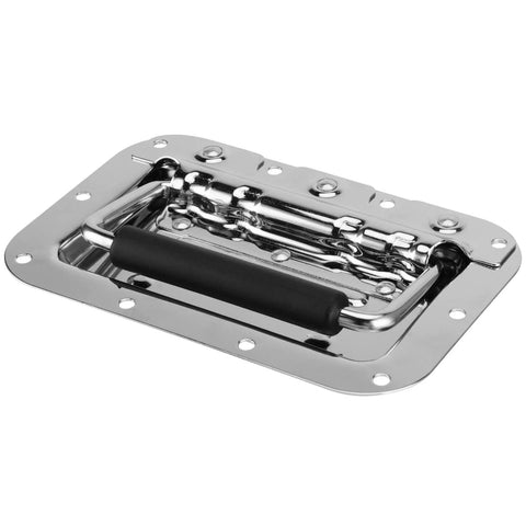 8 Pack Heavy Duty Recessed Pull Handles With Spring Loaded Grip For Toolbox And Barn Door, Carbon Steel Silver Finish, 4.2 x 6.3 Inches