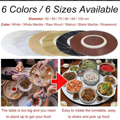 Different colors and sizes of Wooden Lazy Susan Turntable for Dining Table, 360 Degree Revolving Serving Tray With Silent Bearing