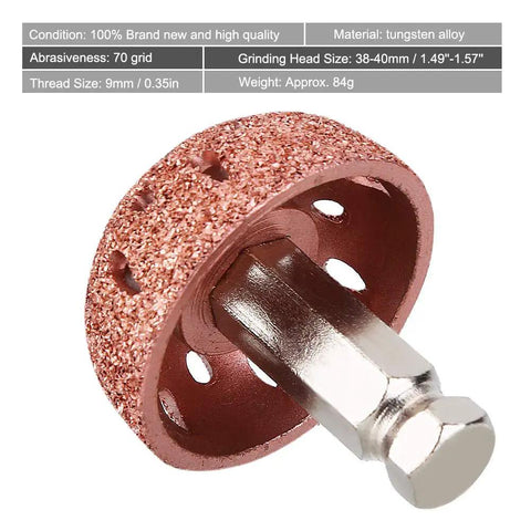 Badass 38mm Tire Buffer Wheel For Auto Grinder Tool With Coarse Grit Tungsten Alloy Grinding Head and Patch Roller, 70 grit.