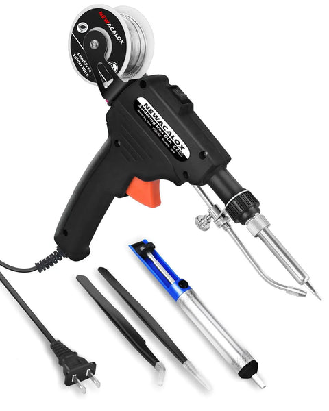 Soldering Iron Kit With Automatic Solder Feeding Pro Grade One Hand Solder Gun Desoldering Pump Tweezers For Circuit Boards