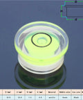 Scale Spirit Level Bubble Bead Water Bubble Level Hole D14-18mm in green acrylic, top view showing bubble and dimensions.