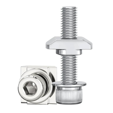 Heavy Duty T Slot Nut Set With Screws For 45 Series Aluminum Profiles Boat Shaped Block Kit Premium SS304 Stainless Steel Indoor Outdoor Ready 10 Pack, close-up