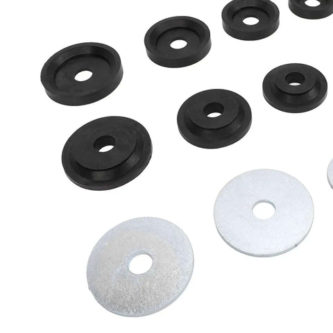 Pro Grade Sheet Metal Dimple Die Set With Backing Discs for Flared Holes, Carbon Steel, 5 Sizes from 1.115 to 2.375 Inches