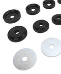 Dimple Die Set For Sheet Metal With 5 Sizes And 2 Steel Backing Plates Flared Hole Dies displayed on white background