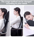 Two In One Office Chair Headrest Pillow And Lumbar Support in use, showing ergonomic neck and back support on an office chair.