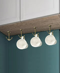 Two Prong Ceiling Hooks Set In Bronze Finish, Heavy Duty Zinc Alloy Construction, installed under shelf holding cups