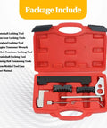 Top Shelf Car Timing Tool Kit Built like a Tank to Hold Your Engine Tight Includes Camshaft Belt Locking Pins and Tensioning Alignment Set Made from Tough Carbon Steel Fits 16V 1.4 1.6 1.8 Motors EN6340 KM6340 Garage Must Have Red Gear with tools in red case.