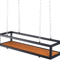 Ceiling Mounted Bar Wine Holder With Solid Wood Shelf And Metal Frame, Dope Overhead Hanging Shelf Rack For Kitchen Balcony Living Room, Durable Storage For Plants And Flowers, Five Size Options 60x25x15cm featuring solid wood and metal design.