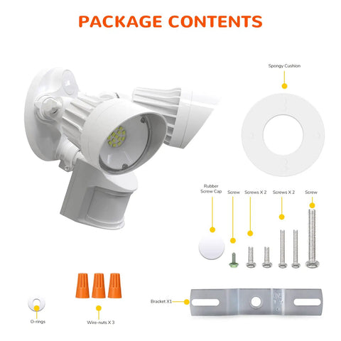Components of Led Outdoor Motion Sensor Flood Light With 180 Degree Detection And 65 Foot Range IP65 Waterproof