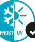 Frost and UV resistant symbol for Three Quarter Inch HighFlex Garden Hose 82 Feet With Comfort Grip Connector No Kink.