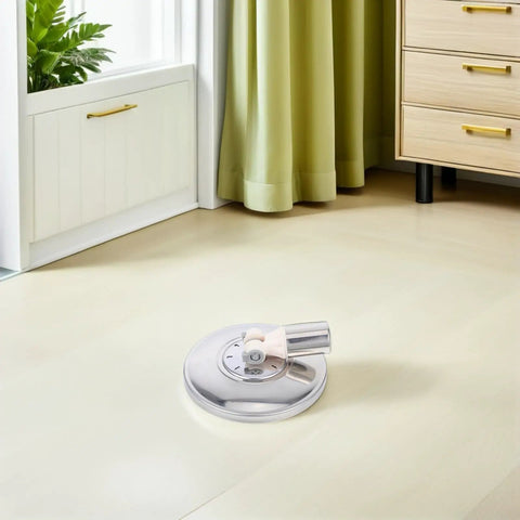 2 Pack Stainless Steel Mop Base Replacement Plates Heavy Duty Rotating Mop Head Spare Parts For Commercial And Industrial Floor Cleaning Compatible With Various Mop Frames Easy Swap, silver plate on floor