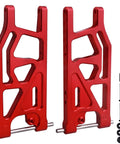 Aluminum Rear Lower Suspension Arms Set For ARRMA Mojave 6S BLX Desert Truck One Seventh Scale Upgrade Red Anodized CNC Machined Replaces ARA330607 Beefed Up Rugged Build For Tough Desert Runs, red anodized aluminum
