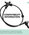 Black rear-left ABS wheel speed sensor with connector and wiring harness for Heyue; OEM 3630050U2010 compatible.
