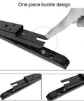 Heavy Duty Folding Triangle Brackets For Shelves with one-piece buckle design, showcasing steel material and installation detail.