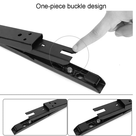 Heavy Duty Folding Triangle Brackets For Shelves with one-piece buckle design, showcasing steel material and installation detail.