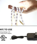 Hand holding 16.4Ft Dimmable LED Strip Lights With 300 High Brightness 2835 LEDs, Daylight White 6000K, with 12V power adapter