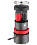 Ultralight Two Person Backpacking Camping Cook Set With 1.5L And 2.5L Hard Anodized Nonstick Pots Strainer Lid And Two Deep Dish Plates