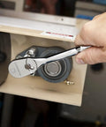 Quarter Inch Drive 51-Piece Socket Set With 6-Point SAE And Metric Sockets use in tight space with thumbwheel ratchet