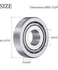 Beefy Heavy Duty Tapered Roller Bearing Cone And Cup Set 0.5 Inch Bore 1.3775 Inch OD 0.433 Inch Thick Chrome Steel ABEC 3
