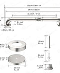 Two Pack 24 Inch Grab Bar 1.5 Inch Diameter Satin Brushed Nickel Stainless Steel Bathroom Handrail Safety Rail dimensions