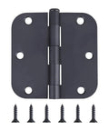 Three Point Five Inch Oil Rubbed Bronze Interior Door Hinges Five Eighth Inch Radius Fifty Pack with screws.