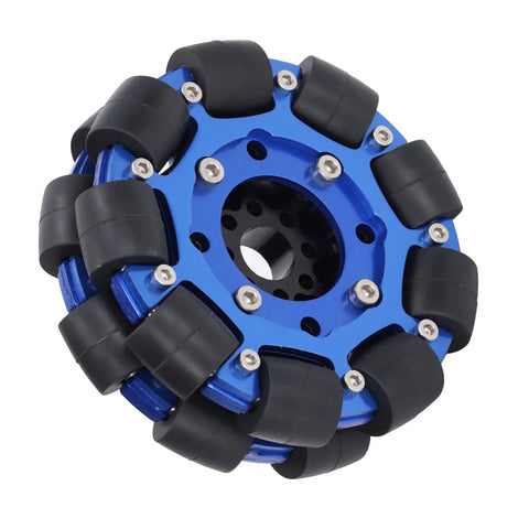 Close-up of 4 Inch Aluminum Alloy Omni Directional Robot Wheels Kit With High Traction And Quiet Roll Bearing Equipped Modular Wheel Set