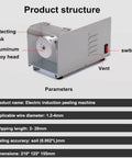 Industrial Heavy Duty Electric Automatic Wire Stripping Machine For 1.2-4mm Cable Twisting And Cutting With Fullmetal Build Fast Stripper Tool showing switch, vent, and aluminum alloy head.