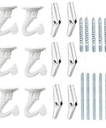 Six Pack White Ceiling Hooks For Hanging Plants And Decor Heavy Duty Swag Toggle Hooks With Hardware Easy Install For Hollow Or Solid Walls Ideal For Canopies Wind Chimes Sheer Curtains And More displayed with screws and toggles on white background