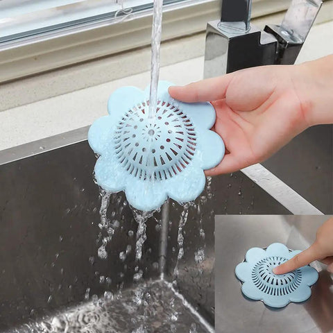 4 Pack Silicone Drain Hair Catcher Shower Cover With Sweet Flower Bead Chain Design As The Real Deal Hair Stopper For Bathtub Sink Floor To Lock In Debris In Blue Green White And Pink For Home Bathroom Or Kitchen Setup