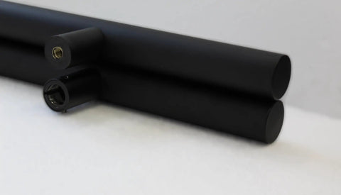 Stainless Steel Round H Shaped Push Pull Door Handles Double Sided Beefy Yet Sleek Commercial Pull For Sliding Doors And Glass Entry Doors Anodized Matte Black Finish 24 Inch Heavy Duty Modern Hardware, side view