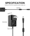 24V 1A Power Adapter From 100V To 240V AC To 24V DC UL Listed With 5.5mm By 2.5mm Plug And Five Tips 6 Ft Cable specifications