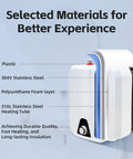 Compact 1.6 Gallon Electric Under Sink Water Heater Boasting Quick Turn Heating And Sleek Temp Adjustments For Smooth Instant Hot Water On Tap At Home Or Office Zero Hassle Rig made of 304V stainless steel and plastic.