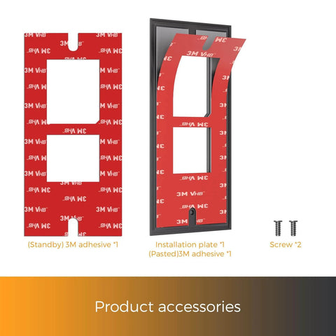 Adhesive Video Doorbell Mount For Video Doorbell Wired 2021 Release shown with 3M adhesive and screws, no-drill install kit