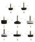 10 Pack Height Adjustable Leveling Feet For Furniture And Appliances Screw In Base Legs with various sizes and measurements