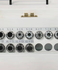 Front view of 11 collets for Portable Drill Bit Sharpener With 11 Collets For 3 To 13mm Bits Beast Pro Grade Sharpener