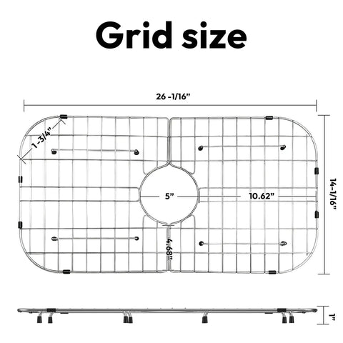 Heavy Duty Foldable Sink Protector Grid With Center Drain And Rounded Corners No Fuss Stainless Steel Drop In Sink Bottom Rack size dimensions.