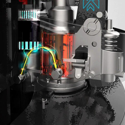 Electric pallet jack internal mechanism showing lithium battery performance and energy flow for heavy loads.