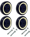 4 Inch Polyurethane Shopping Cart Wheels Pack Of Four With Stepped And Full Tread Face And Double Ball Bearing, 1200 Lbs Total Capacity, Durable Quiet Urethane Casters For Heavy Duty Carts, Wear Resistant And Smooth Rolling.