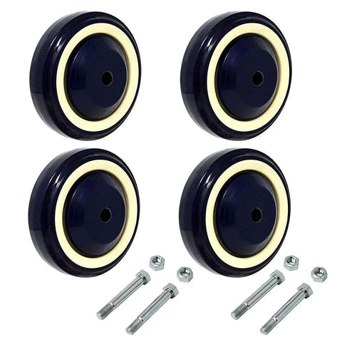 4 Inch Polyurethane Shopping Cart Wheels Pack Of Four With Stepped And Full Tread Face And Double Ball Bearing, 1200 Lbs Total Capacity, Durable Quiet Urethane Casters For Heavy Duty Carts, Wear Resistant And Smooth Rolling.