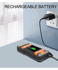 Pro Grade Digital Stud Finder And Wall Scanner Loaded With AC Wire Hunter Pipe Detector And Wood Moisture Meter charging with rechargeable battery.