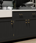 Black And Gold Cabinet Knobs Set 10 Pack With Matte Finish Stainless Steel Pull And Zinc Alloy Base on kitchen cabinets