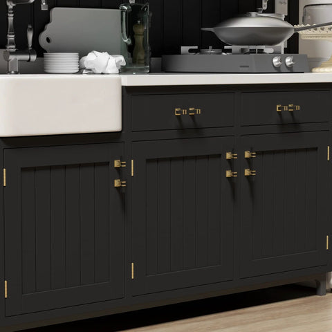 Black And Gold Cabinet Knobs Set 10 Pack With Matte Finish Stainless Steel Pull And Zinc Alloy Base on kitchen cabinets