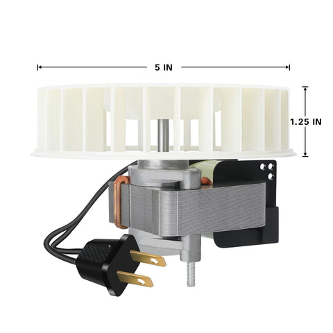 Replacement Motor Assembly For Bathroom Exhaust Fans That Delivers No-Fuss, Powerful And Quiet Ventilation, side view with dimensions